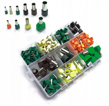 TULEJKI ZAKOŃCZENIA KABLOWE ZESTAW TULEJEK 245 SZT POJEDYNCZE PODWÓJNE