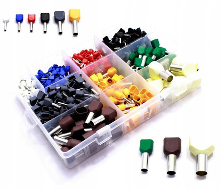 TULEJKI PODWÓJNE ZAKOŃCZENIA KABLOWE ZESTAW TULEJEK 605 SZTUK