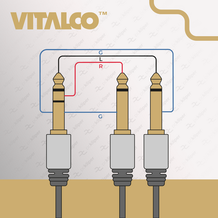 KABEL JACK 6,3 STEREO 2x WTYK JACK 6,3 MONO 2m VITALCO MK75