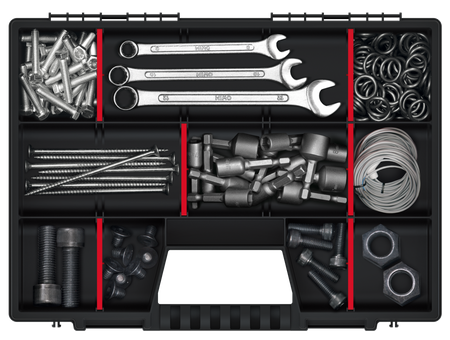 ORGANIZER SKRZYNKA NARZĘDZIOWA KUWETA NOR 16 390X290X65 Z PRZEGRODAMI