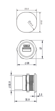 GNIAZDO USB 3.0 MONTAŻOWE ROXTONE RAU3D24-C PANELOWE ZE ZAŚLEPKĄ