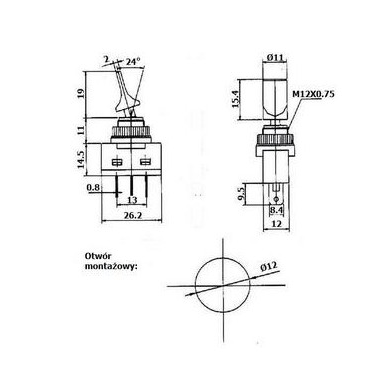 PRZEŁĄCZNIK PODŚWIETLANY LIZAK 12V NIEBIESKI